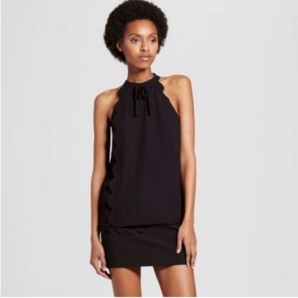 Victoria's Beckham for Target Ruffle Scalloped Sleeveless Blouse Black 3X - Picture 1 of 8